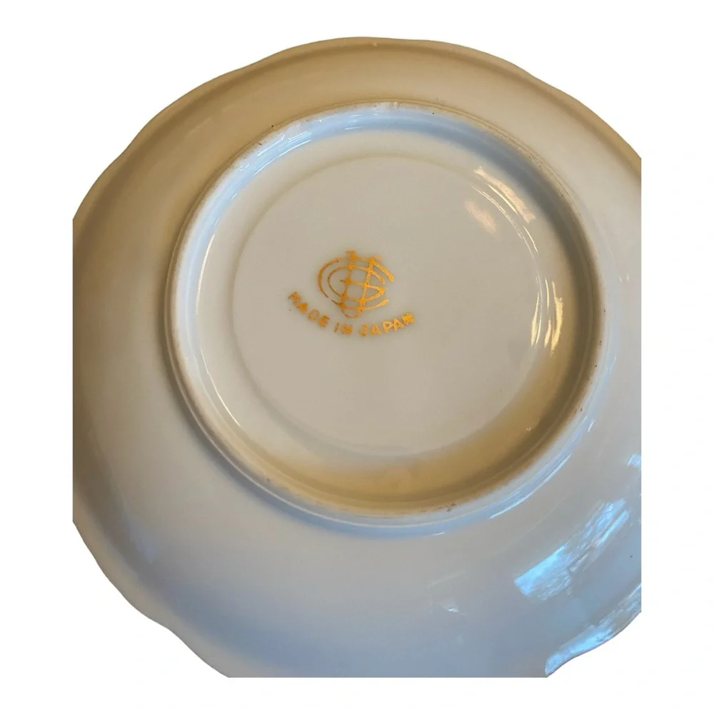 Vintage Moss Rose Teacup and Saucer Set, Fine China Japan Gold Trim